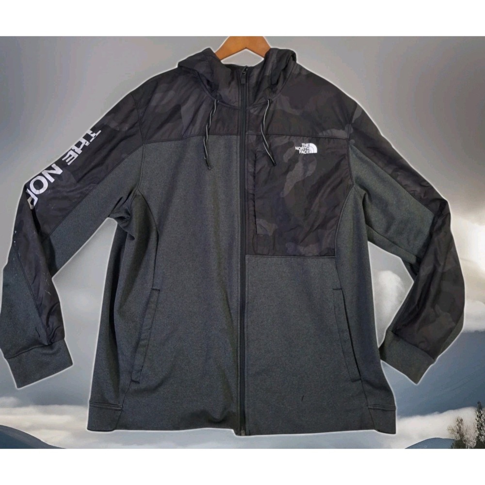 The North Face Essential Jacket Men's 2XL Black Spellout Hooded